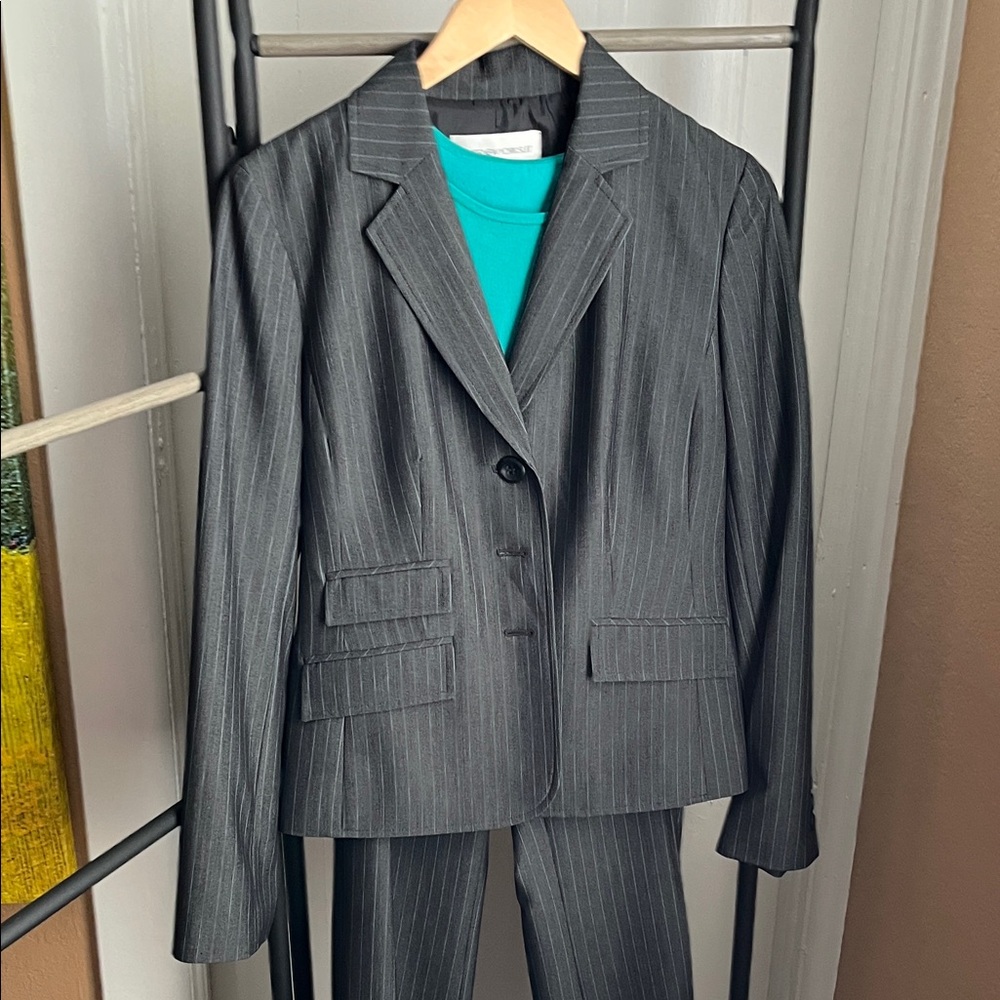 Jones New York Charcoal Pinstripe Women's Pant Suit